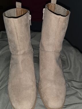 Target Women's Taupe Suede Ankle Booties with Side Zip